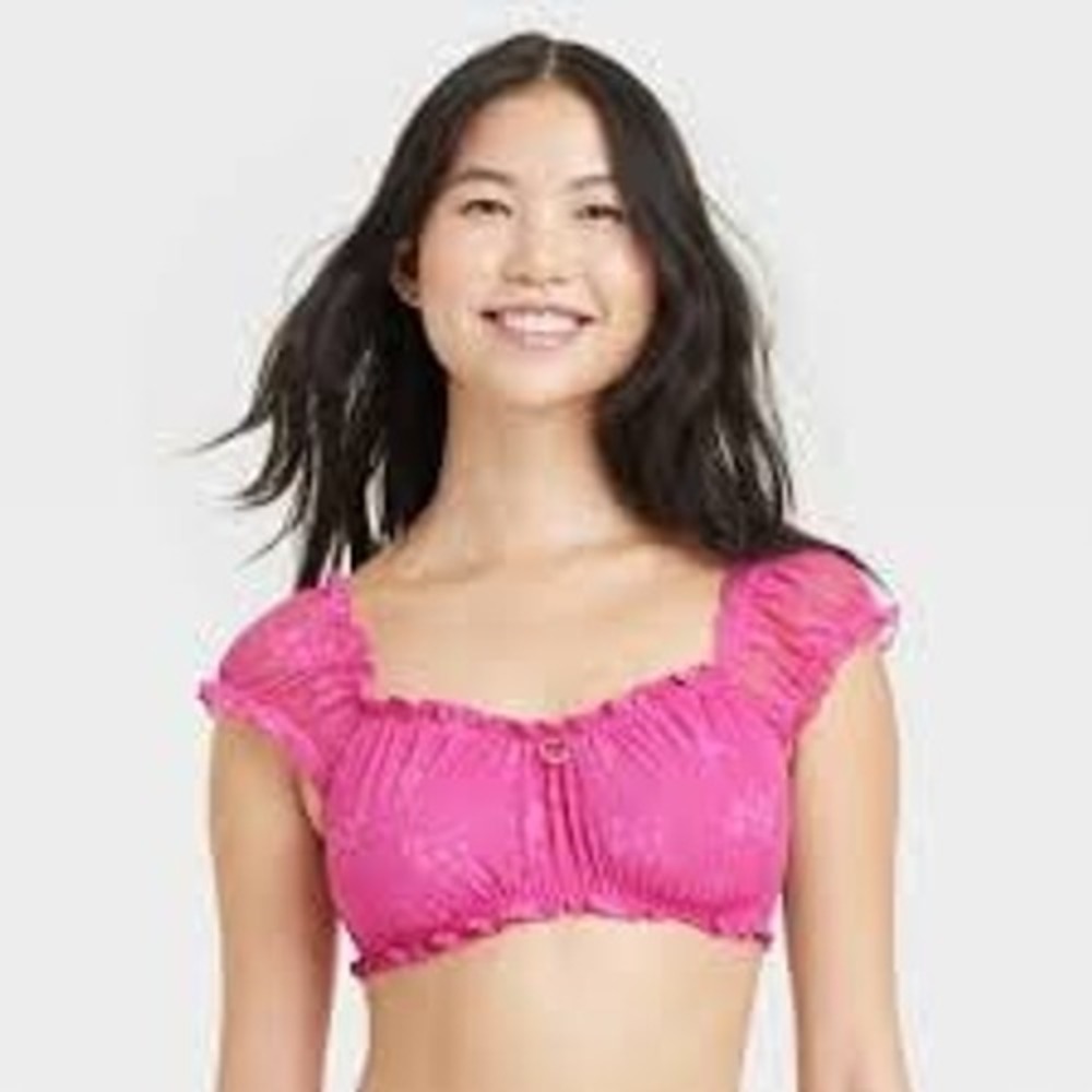 NEW Colsie‎ Women's Hot Pink Lace Off the Shoulder Bralette, XL